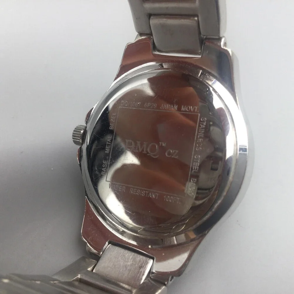 DMQ DQ/1067 Womens Watch 33mm Silver Tone Crystals Bracelet New Battery 6